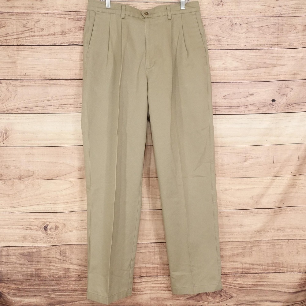 Vintage Dockers Khaki Pants Mens 35x33 (36x34) Beige Classic Fit Pleated Cotton